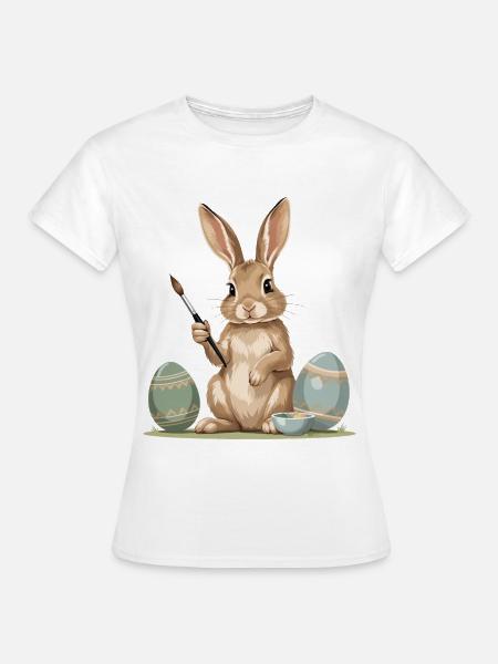 Osterhase mit Pinsel - Frauen T-Shirt - Weiß