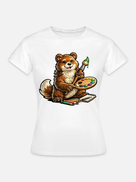Bär mit Farbpalette Kunst - Frauen T-Shirt - Weiß