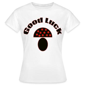 Good Luck Mushroom Minimal Icon Design - Frauen T-Shirt - Weiß - Vorne - AI Model Female 172 dark (172cm)