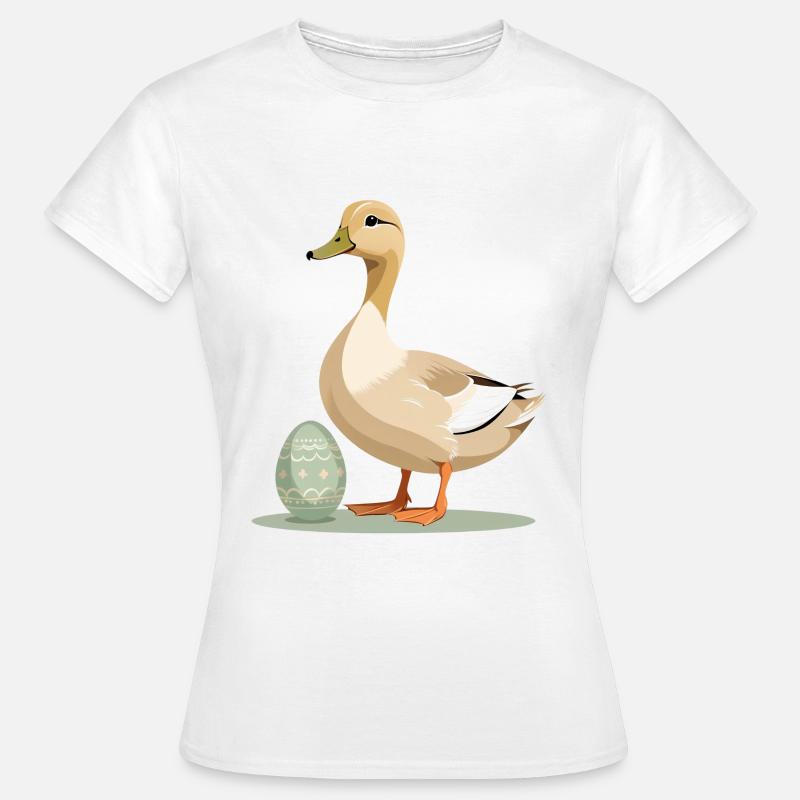 Spring duck with Easter egg - Women's T-Shirt - white