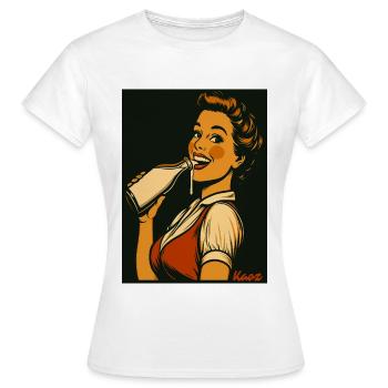 Retro Dame mit Milch Getränk  - Frauen T-Shirt - Weiß - Vorne - AI Model Female 172 dark (172cm)