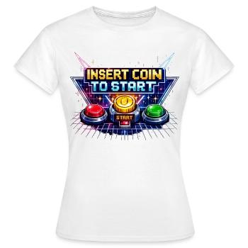 Bouton de démarrage arcade Neon Rétro - T-shirt Femme - blanc - Devant - AI Model Female 172 dark (172cm)
