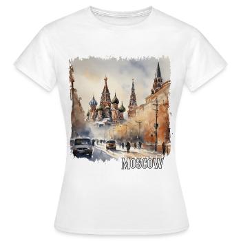 Aquarelle de Moscou, Moscou Russie - T-shirt Femme - blanc - Devant - AI Model Female 172 dark (172cm)