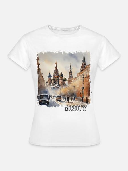 Aquarell von Moskau, Moskau, Russland - Frauen T-Shirt - Weiß