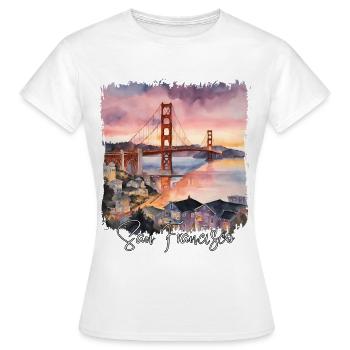 Aquarell von San Francisco, San Francisco, USA - Frauen T-Shirt - Weiß - Vorne - AI Model Female 172 dark (172cm)