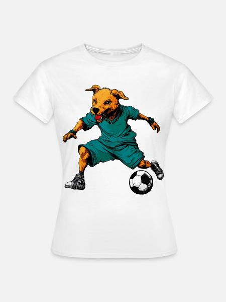 Hund Fussballer - Frauen T-Shirt - Weiß