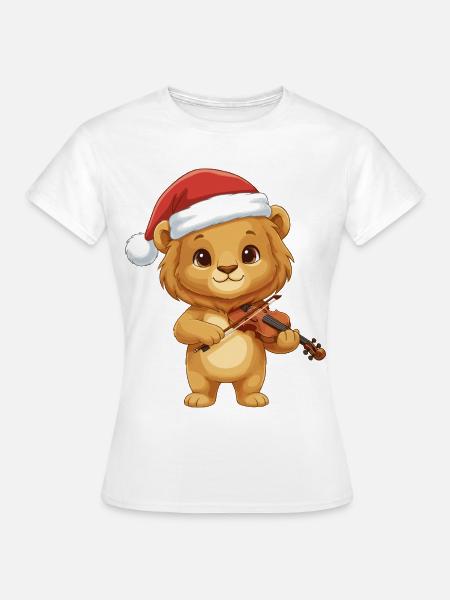 Weihnachtslöwe spielt Geigenkunst - Frauen T-Shirt - Weiß