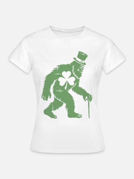 Sasquatch mit Kleeblatt - Frauen T-Shirt - Weiß