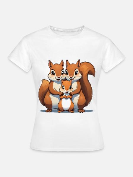 Eichhörnchen Familienliebe Trio - Frauen T-Shirt - Weiß