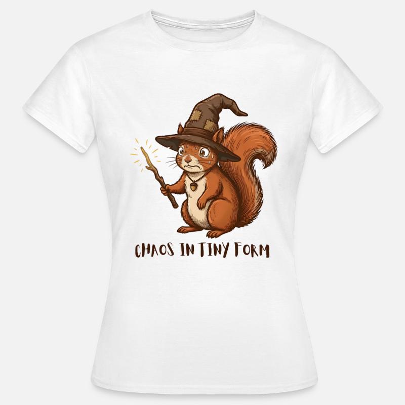 Chaos in Tiny Form – Feralcore Eichhörnchen - Frauen T-Shirt - Weiß
