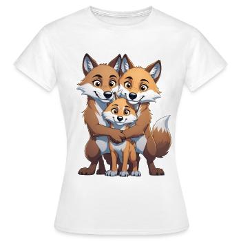 Trio de la famille Wolf - T-shirt Femme - blanc - Devant - AI Model Female 172 dark (172cm)