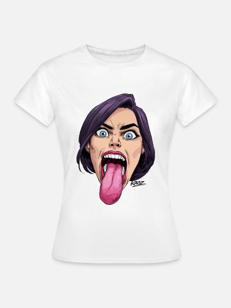 Zunge raus: Comic-Ausdruck - Frauen T-Shirt - Weiß