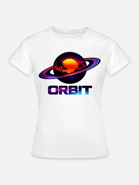 Geometrische Saturn-Umlaufbahn Retro Synthwave 80s - Frauen T-Shirt - Weiß