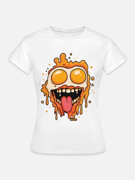 Schmelzendes Gesicht mit Spiegelei Augen - Frauen T-Shirt - Weiß