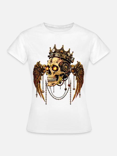 STEAMPUNK SCHÄDEL KRONE - Frauen T-Shirt - Weiß