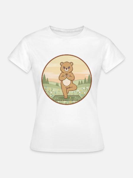 Yoga-Bären-Tier macht Baumposen-Kunst - Frauen T-Shirt - Weiß