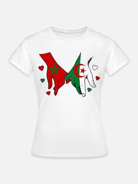 Marokko Algerien Flaggen Händehalten - Frauen T-Shirt - Weiß