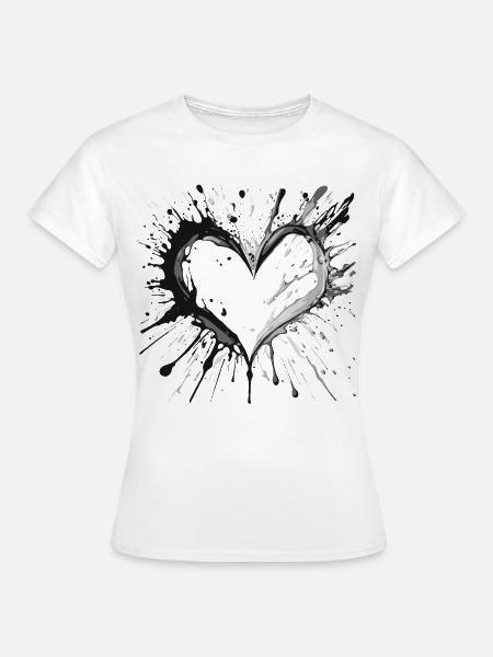 Tintenherzspritzer - Frauen T-Shirt - Weiß