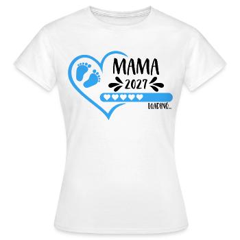 Mom 2027 loading Heart Baby Feet Blue Boy - Women's T-Shirt - white - Front - AI Model Female 172 dark (172cm)