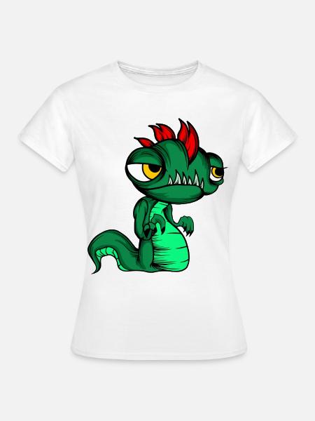 Niedliches Fantasy-Echsen-Schlangen-Kindershirt - Frauen T-Shirt - Weiß
