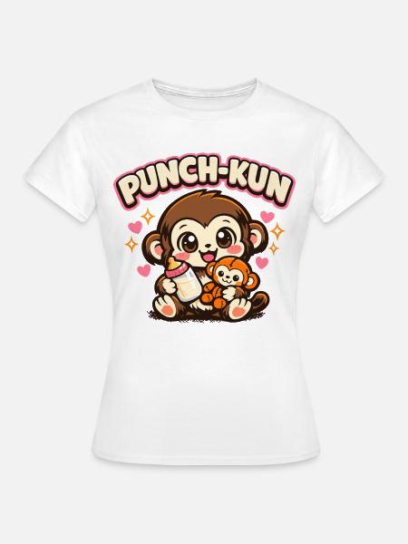 Affe Punch - Kawaii - Frauen T-Shirt - Weiß
