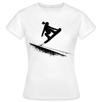 Snowboarderin Slopestyle Action Freestyle Sprung - Frauen T-Shirt - Weiß - Vorne - AI Model Female 172 dark (172cm)