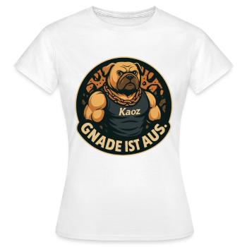 Kaoz Bulldog : La miséricorde est terminée - T-shirt Femme - blanc - Devant - AI Model Female 172 dark (172cm)
