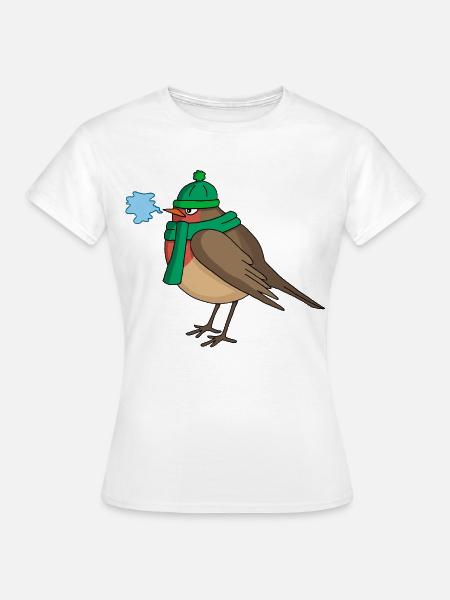 Der Vogel und der Winter - Frauen T-Shirt - Weiß