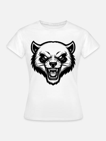 Wild Glutton Wolverine Maskottchen-Logo - Frauen T-Shirt - Weiß