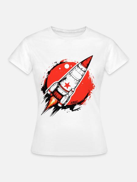 Crimson Rocket Splash-Artwork - Frauen T-Shirt - Weiß