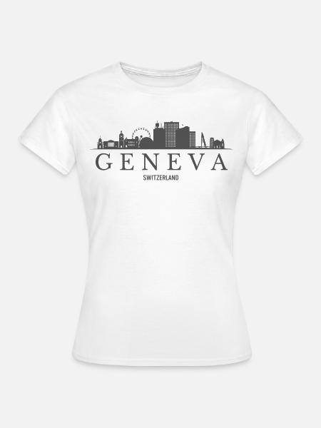 Genf Schweiz, Genfer Skyline - Frauen T-Shirt - Weiß