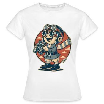 Aviator Scout mit Fernglas - Frauen T-Shirt - Weiß - Vorne - AI Model Female 172 dark (172cm)