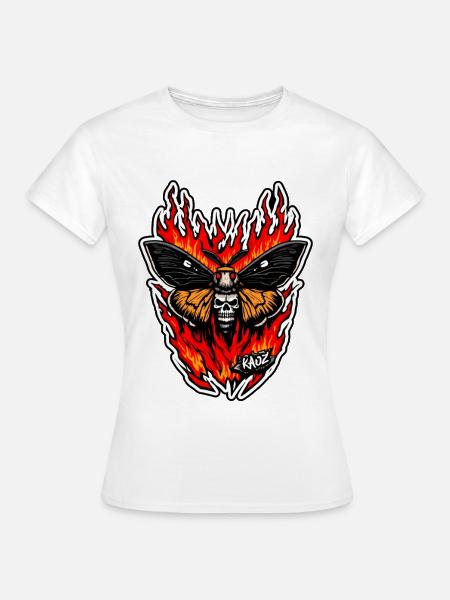Flammenschädelmotten-Inferno - Frauen T-Shirt - Weiß
