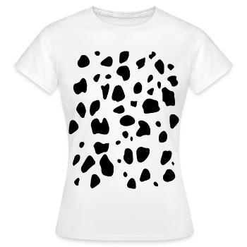Taches noires à imprimé animal dalmatien de vache - T-shirt Femme - blanc - Devant - AI Model Female 172 dark (172cm)