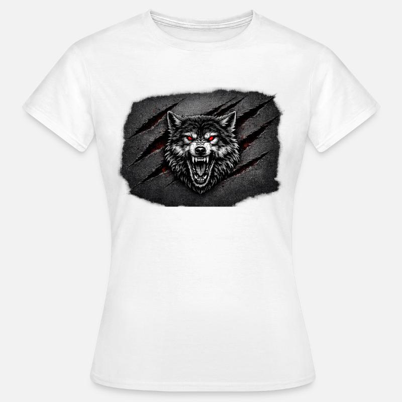 Red eye wolf with scratch marks - Women's T-Shirt - white