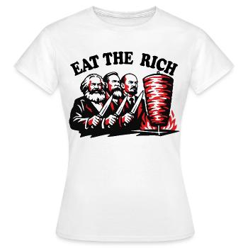 Eat the rich - Marx Engels Lenin - Döner Kebab - Frauen T-Shirt - Weiß - Vorne - AI Model Female 172 dark (172cm)