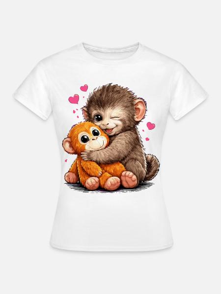 Affe Punch Lustig Geschenk Süß - Frauen T-Shirt - Weiß