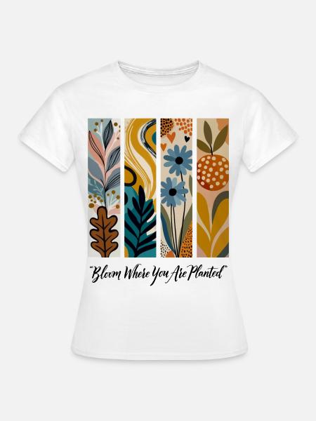 Blühende Botanische Panel-Collage - Frauen T-Shirt - Weiß