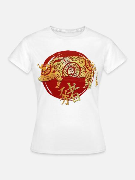Schwein Chinesisches Tierkreiszeichen Horoskop - Frauen T-Shirt - Weiß