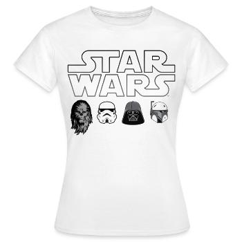 Star Wars Chewbacca, Vader & Co. Schwarz - Frauen T-Shirt - Weiß - Vorne - AI Model Female 172 dark (172cm)