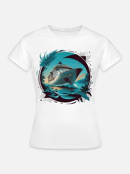 Kunstdruck von Kreuzfahrtschiffen - Frauen T-Shirt - Weiß