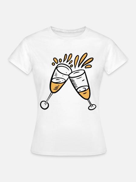 Anstoßen mit Sektgläsern für Feierlichkeiten - Frauen T-Shirt - Weiß