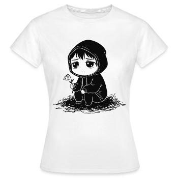 Kind-Hoodie verblasste Blumentraurigkeit - Frauen T-Shirt - Weiß - Vorne - AI Model Female 172 dark (172cm)
