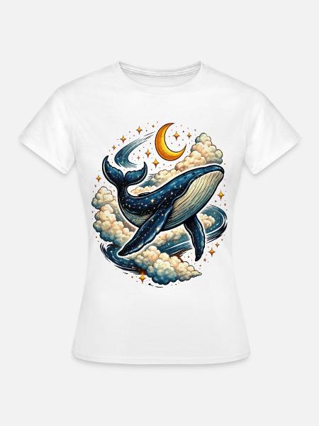 Himmlischer Wal in den Wolken - Frauen T-Shirt - Weiß