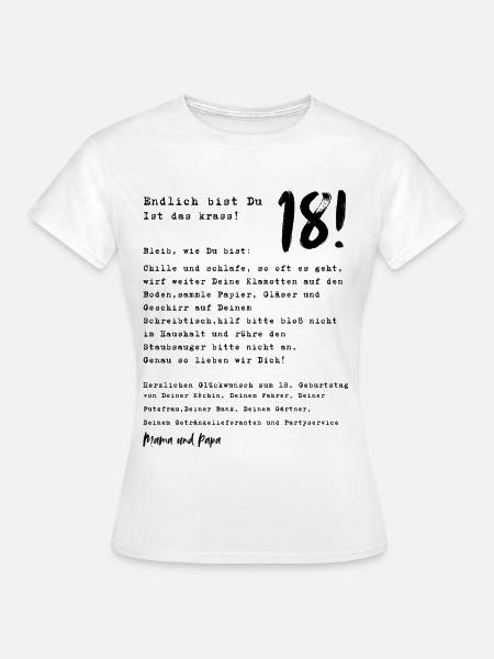 Endlich 18! 18. Geburtstag Geschenkidee - Frauen T-Shirt - Weiß
