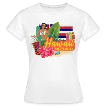 Hawaii Hula-Tänzerin Pazifik Vintage Souvenir - Frauen T-Shirt - Weiß - Vorne - AI Model Female 172 dark (172cm)