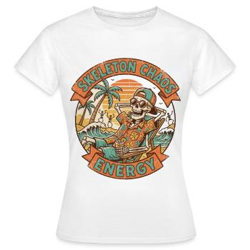 Skeleton Chaos Energy Retro Strand Grafik - Frauen T-Shirt - Weiß - Vorne - AI Model Female 172 dark (172cm)