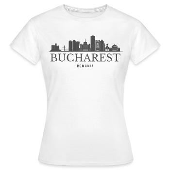 Bukarest-Rumänien-Skyline, Bukarester Silhouette - Frauen T-Shirt - Weiß - Vorne - AI Model Female 172 dark (172cm)