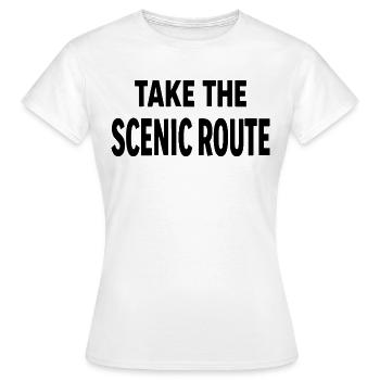 Prenez la route panoramique Abenteuer Reise Spruch - T-shirt Femme - blanc - Devant - AI Model Female 172 dark (172cm)