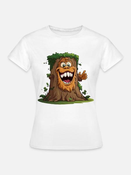Baumriese mit breitem Grinsen - Frauen T-Shirt - Weiß